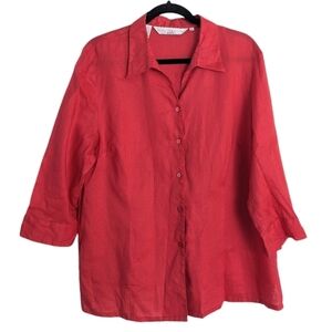 Vintage 100% linen red blouse size 2x T4